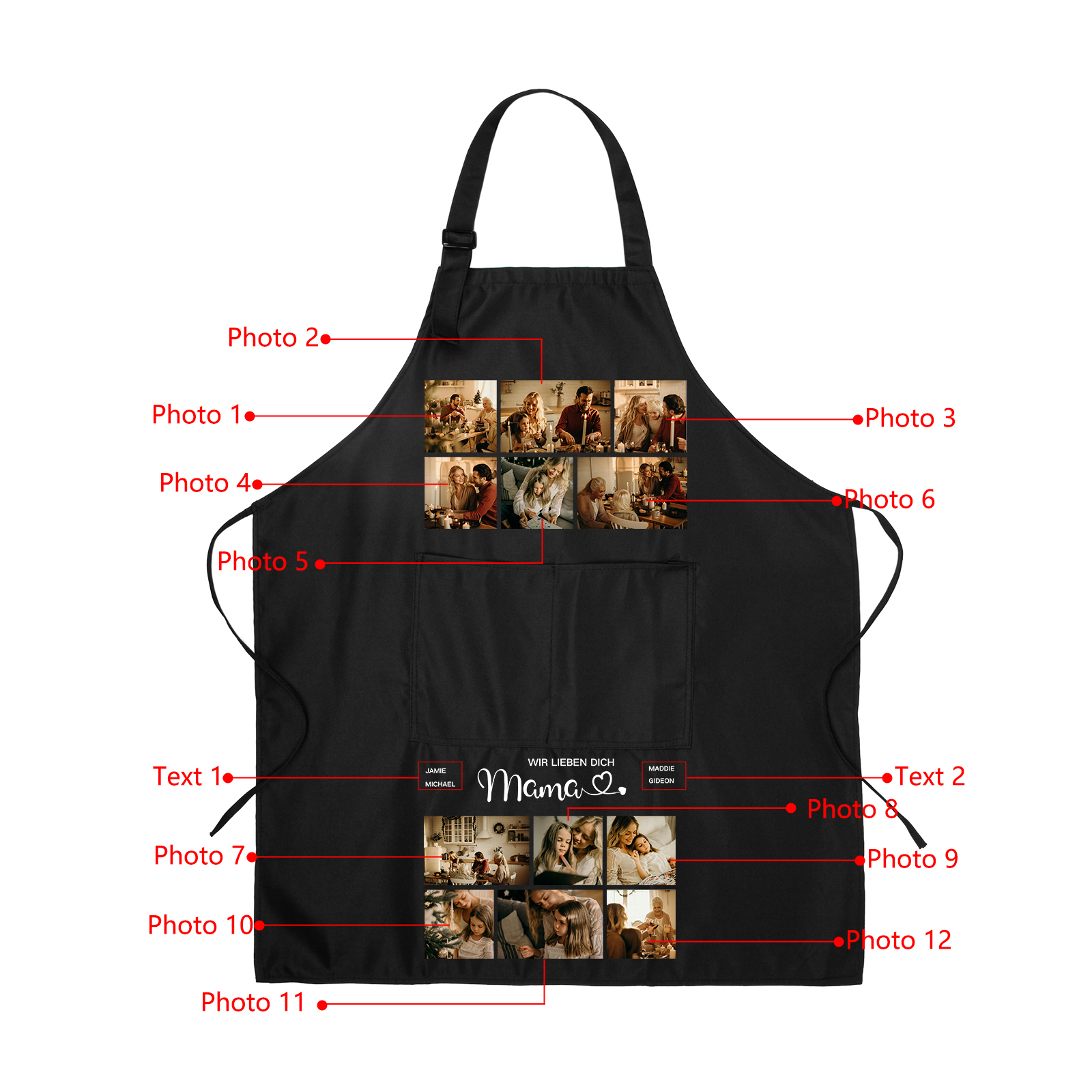 Personalisierte 12 Fotos Kochschürze/Backschürze perfektes Geschenk für Mama zum Muttertag