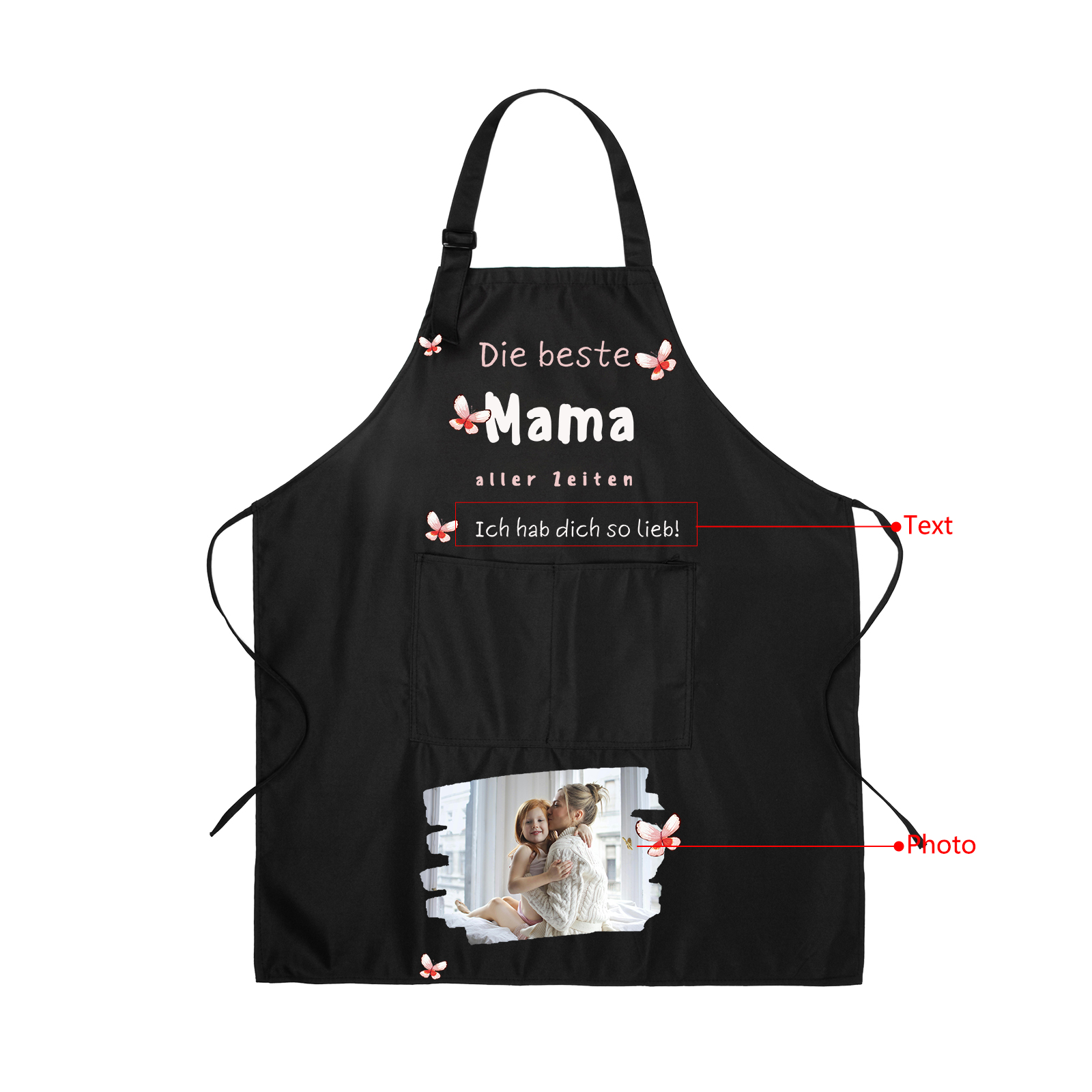 Personalisierte Text & Foto Kochschürze/Backschürze perfektes Geschenk für Mama zum Muttertag