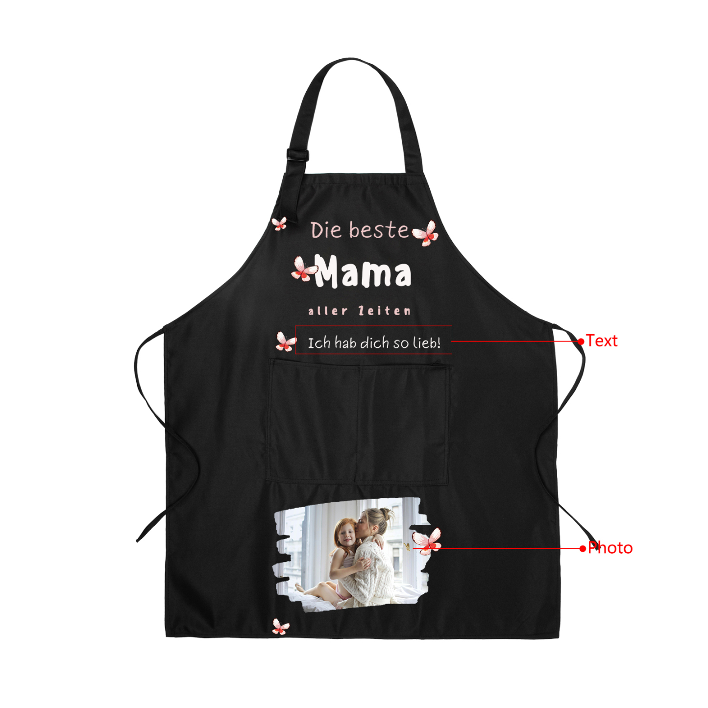Personalisierte Text & Foto Kochschürze/Backschürze perfektes Geschenk für Mama zum Muttertag