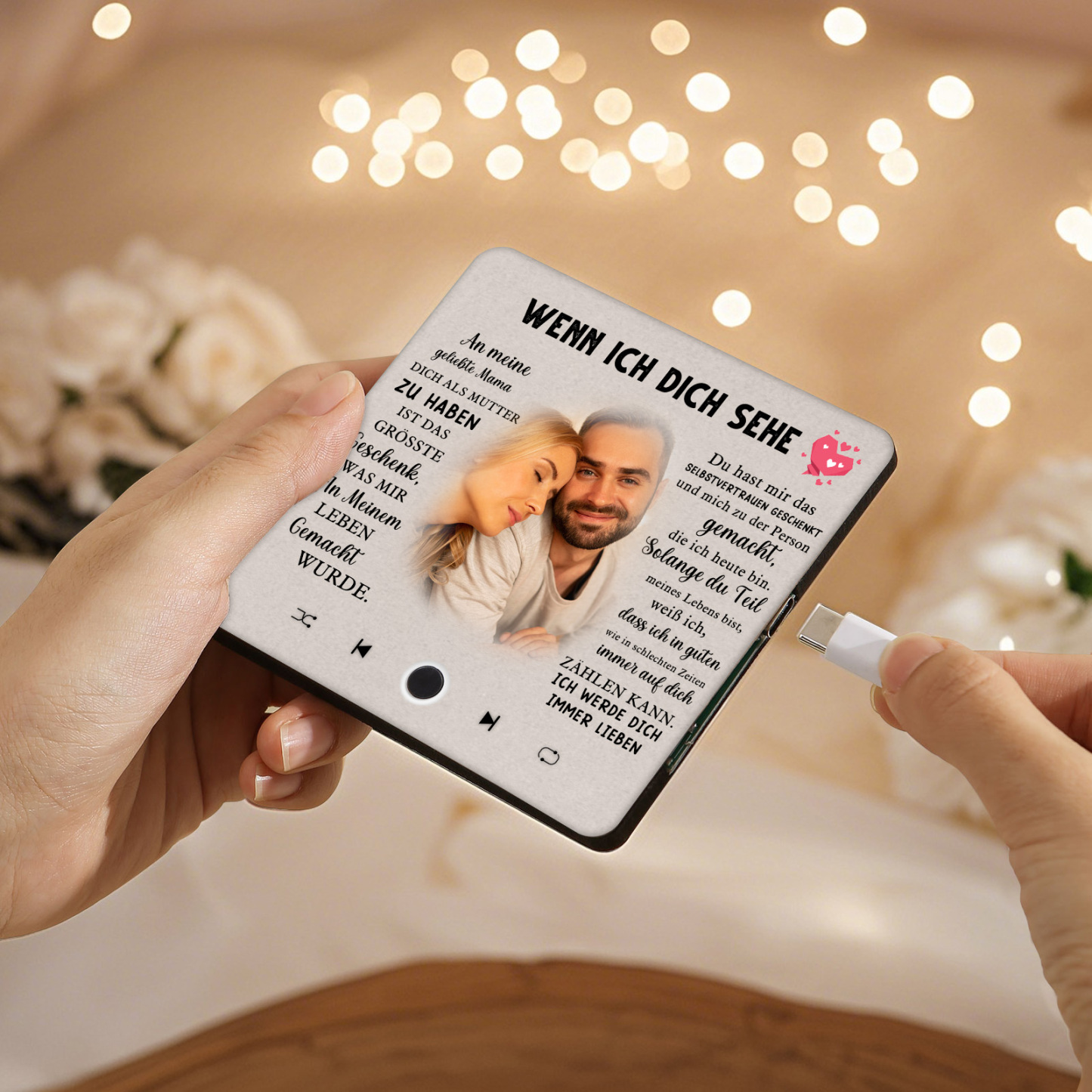Personalisiertes Foto & Lied farbige Acryl-Holz Kühlschrankmagnet mit Musikfunktion