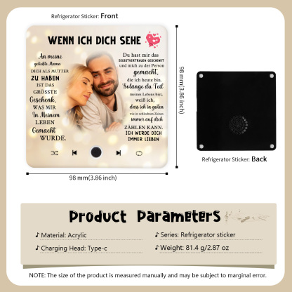 Personalisiertes Foto & Lied farbige Acryl-Holz Kühlschrankmagnet mit Musikfunktion