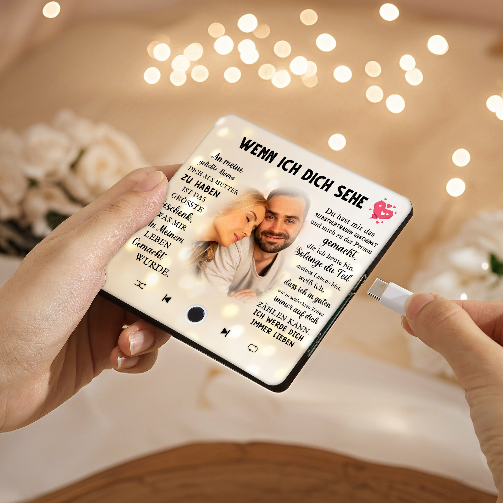 Personalisiertes Foto & Lied farbige Acryl-Holz Kühlschrankmagnet mit Musikfunktion