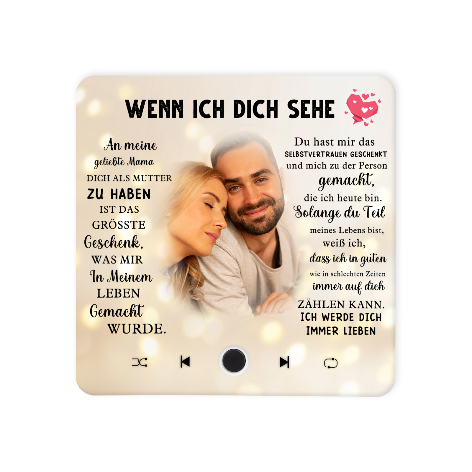 Personalisiertes Foto & Lied farbige Acryl-Holz Kühlschrankmagnet mit Musikfunktion
