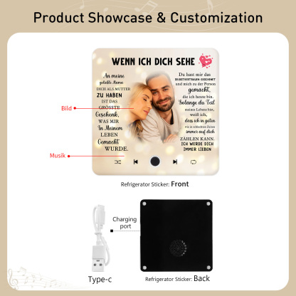Personalisiertes Foto & Lied farbige Acryl-Holz Kühlschrankmagnet mit Musikfunktion
