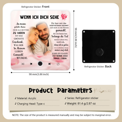 Personalisiertes Foto & Lied farbige Acryl-Holz Kühlschrankmagnet mit Musikfunktion