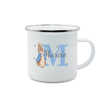 Emaille Tasse - Personalisierter Name & Buchstabe - Hase Ostern Becher