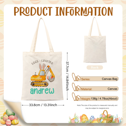 Personalisierbarer Name & Text Ostern Leinen Hase Tasche