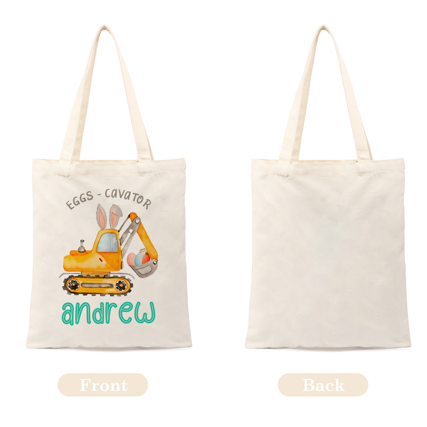 Personalisierbarer Name & Text Ostern Leinen Hase Tasche