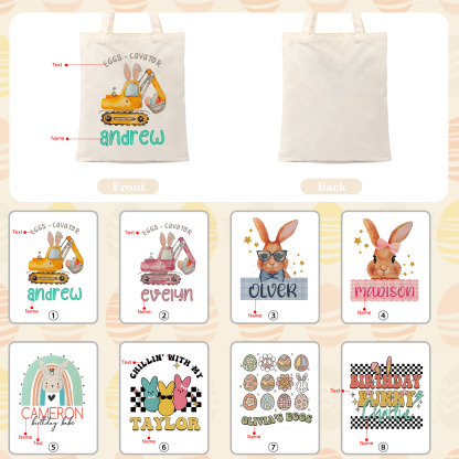 Personalisierbarer Name & Text Ostern Leinen Hase Tasche