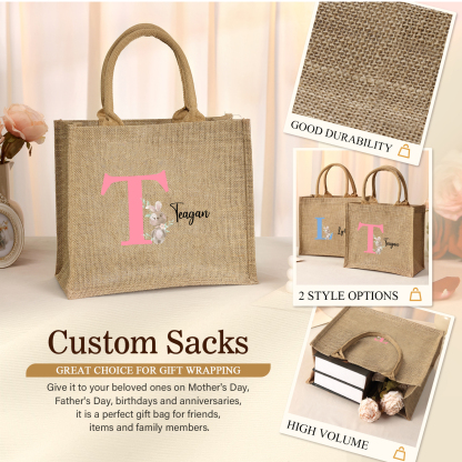 Personalisierbarer Name & Buchstabe Ostern Leinen Hase Tasche