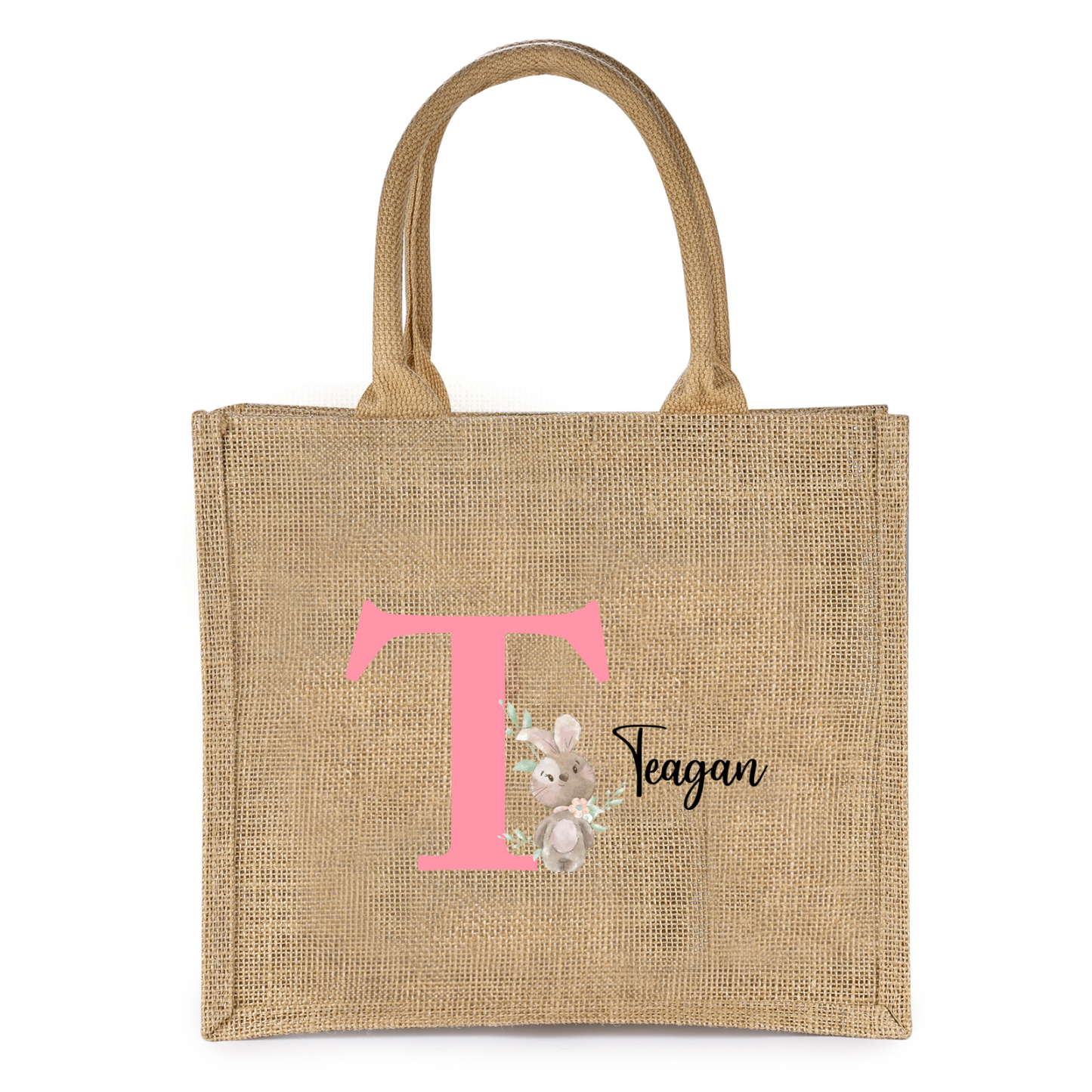 Personalisierbarer Name & Buchstabe Ostern Leinen Hase Tasche