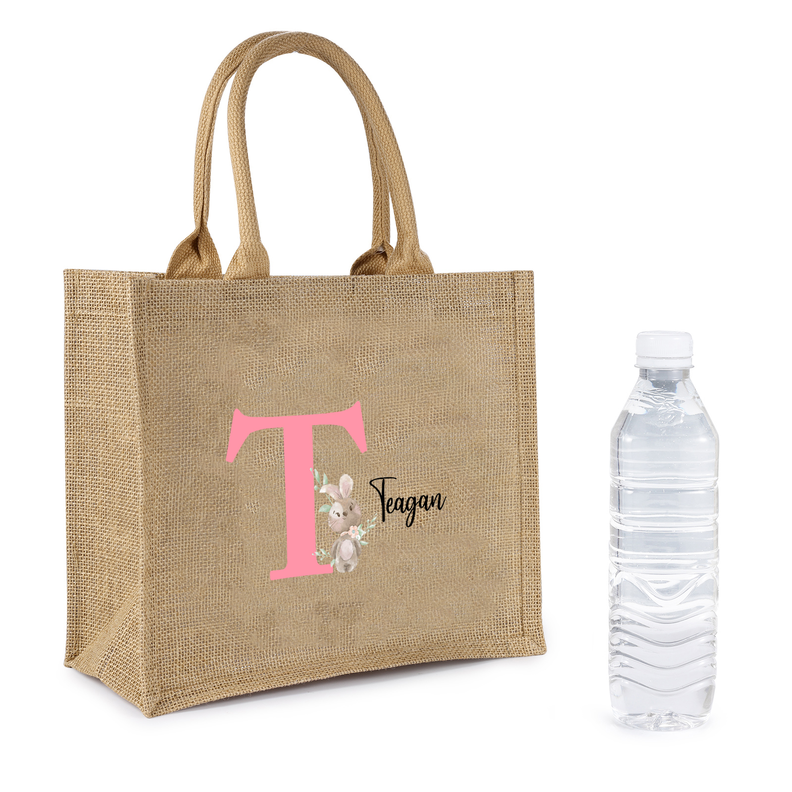 Personalisierbarer Name & Buchstabe Ostern Leinen Hase Tasche