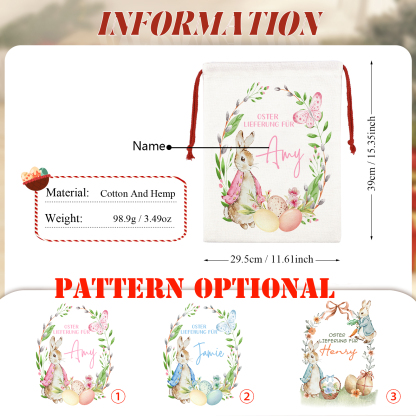 Personalisierbarer Name Ostern Leinen Hase Tasche-OSTERLIEFERUNG FÜR SIE