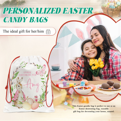 Personalisierbarer Name Ostern Leinen Hase Tasche-OSTERLIEFERUNG FÜR SIE