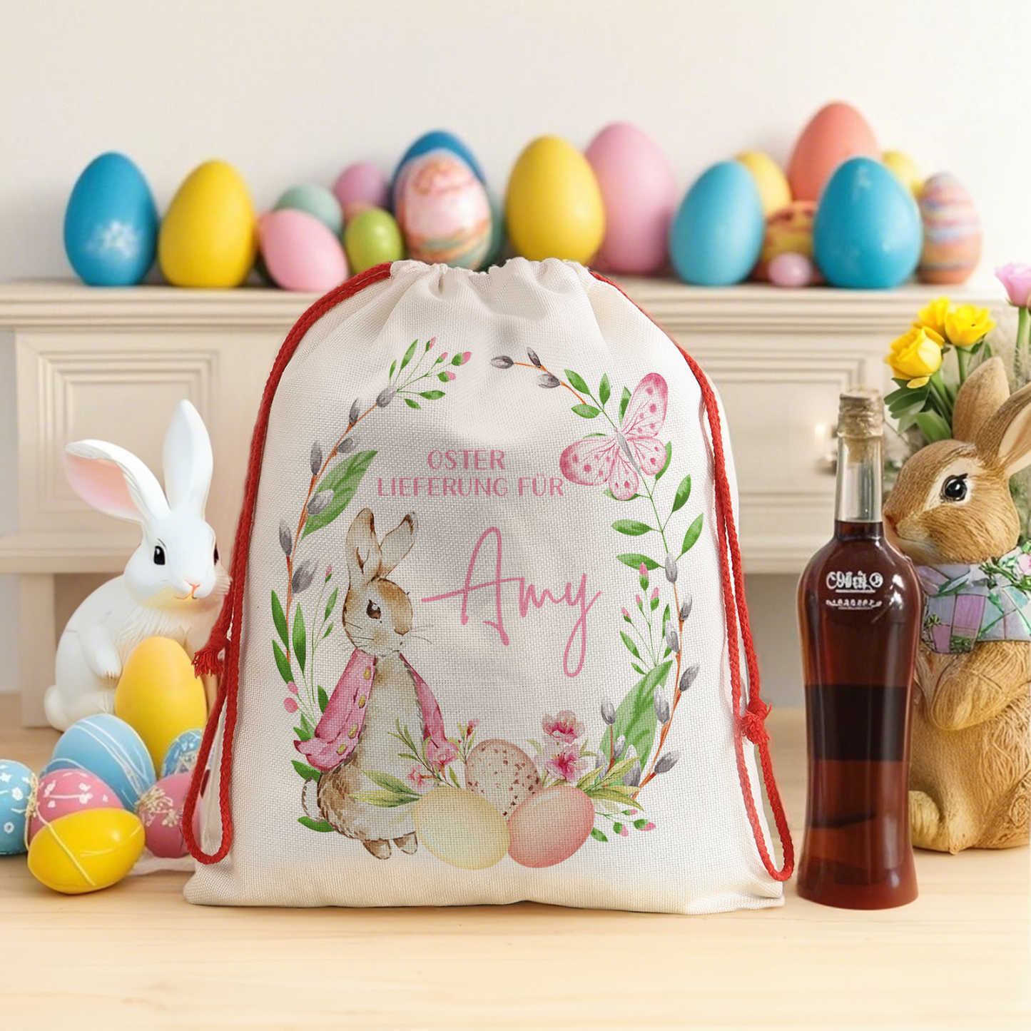 Personalisierbarer Name Ostern Leinen Hase Tasche-OSTERLIEFERUNG FÜR SIE