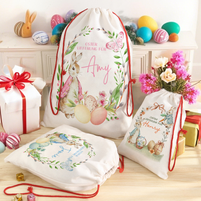 Personalisierbarer Name Ostern Leinen Hase Tasche-OSTERLIEFERUNG FÜR SIE