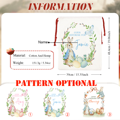 Personalisierbarer Name Ostern Leinen Hase Tasche-OSTERLIEFERUNG FÜR SIE