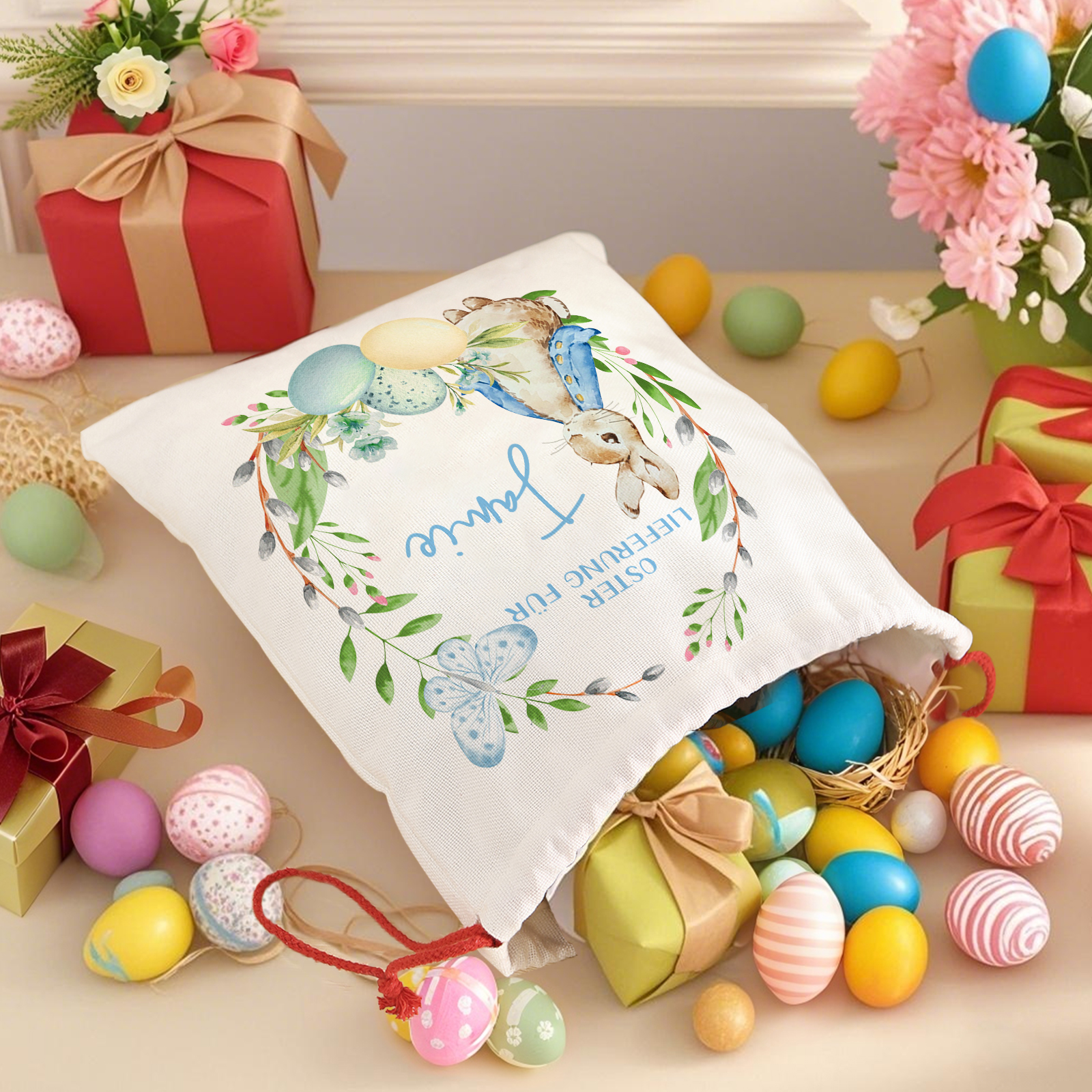 Personalisierbarer Name Ostern Leinen Hase Tasche-OSTERLIEFERUNG FÜR SIE