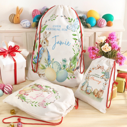 Personalisierbarer Name Ostern Leinen Hase Tasche-OSTERLIEFERUNG FÜR SIE