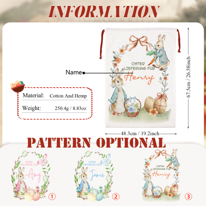 Personalisierbarer Name Ostern Leinen Hase Tasche-OSTERLIEFERUNG FÜR SIE