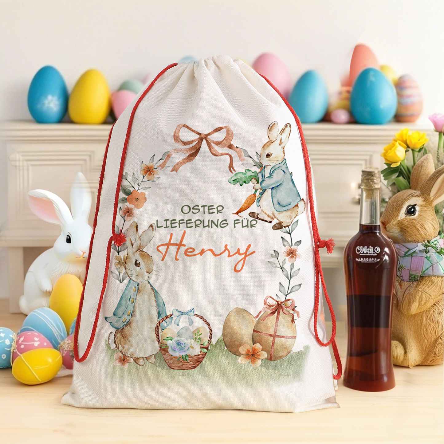 Personalisierbarer Name Ostern Leinen Hase Tasche-OSTERLIEFERUNG FÜR SIE