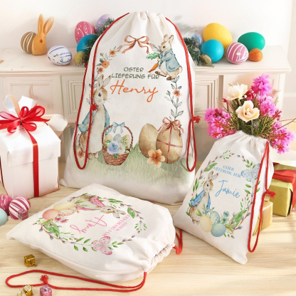 Personalisierbarer Name Ostern Leinen Hase Tasche-OSTERLIEFERUNG FÜR SIE