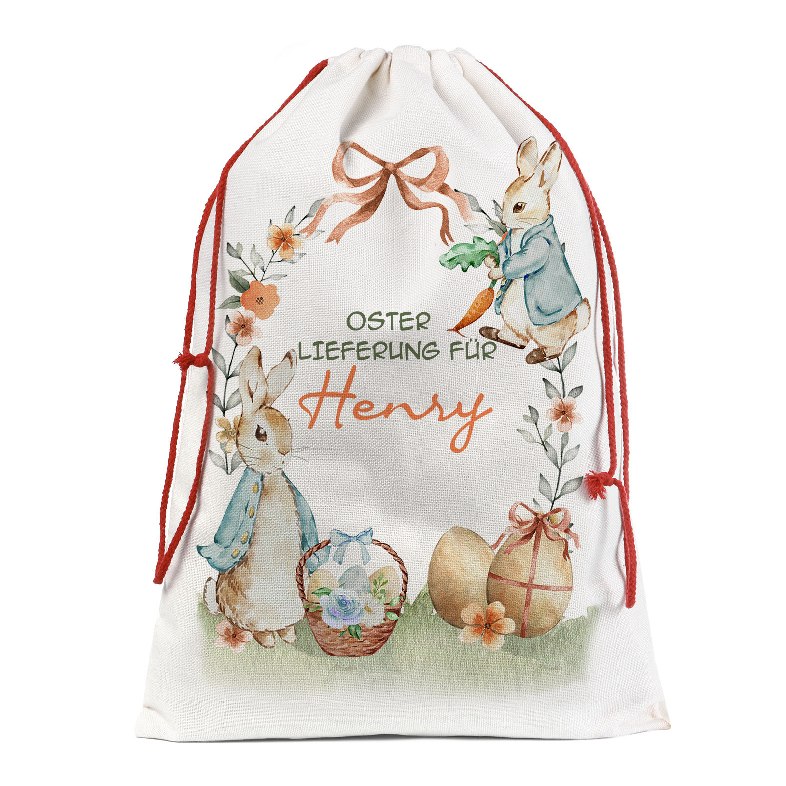 Personalisierbarer Name Ostern Leinen Hase Tasche-OSTERLIEFERUNG FÜR SIE