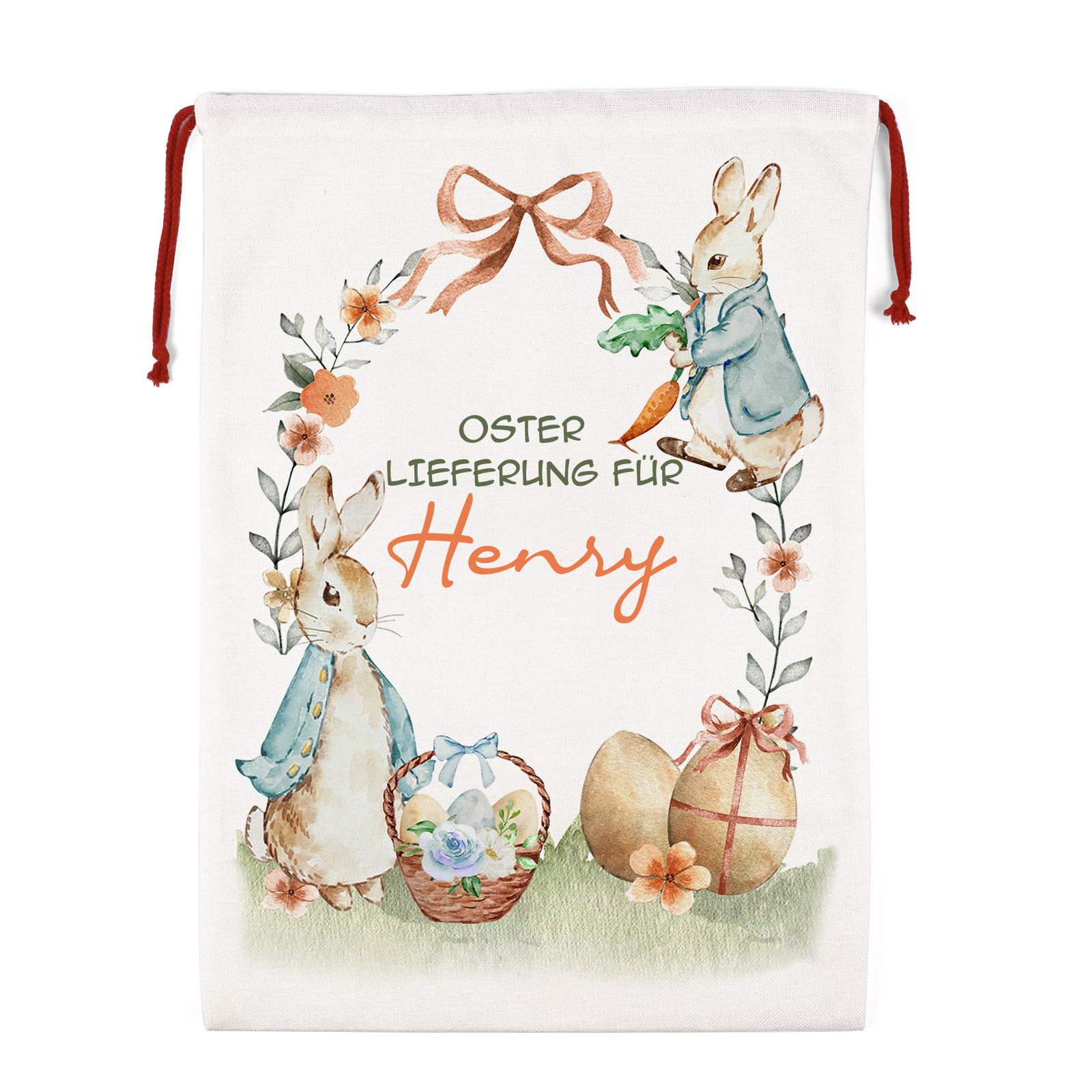 Personalisierbarer Name Ostern Leinen Hase Tasche-OSTERLIEFERUNG FÜR SIE