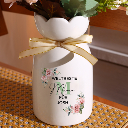 Personalisierte 1-6 Namen Blumen Gießvase mit Henkel Mama Vase-Weltbeste Mama für...-Pefektes Geschenk für MAMA