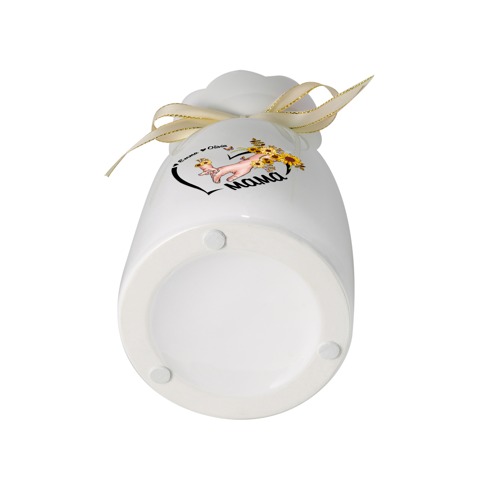 Personalisierte 2 Namen-Hand in Hand-Blumen Gießvase mit Henkel Mama Vase