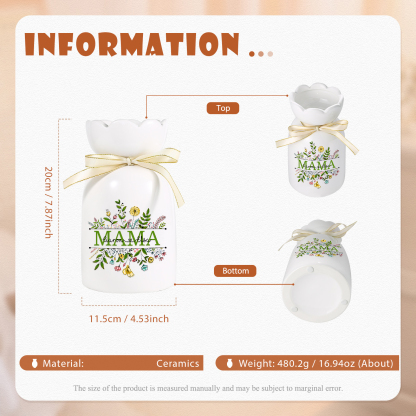 Personalisierte 2 Namen-Hand in Hand-Blumen Gießvase mit Henkel Mama Vase