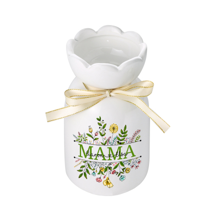 Personalisierte 2 Namen-Hand in Hand-Blumen Gießvase mit Henkel Mama Vase