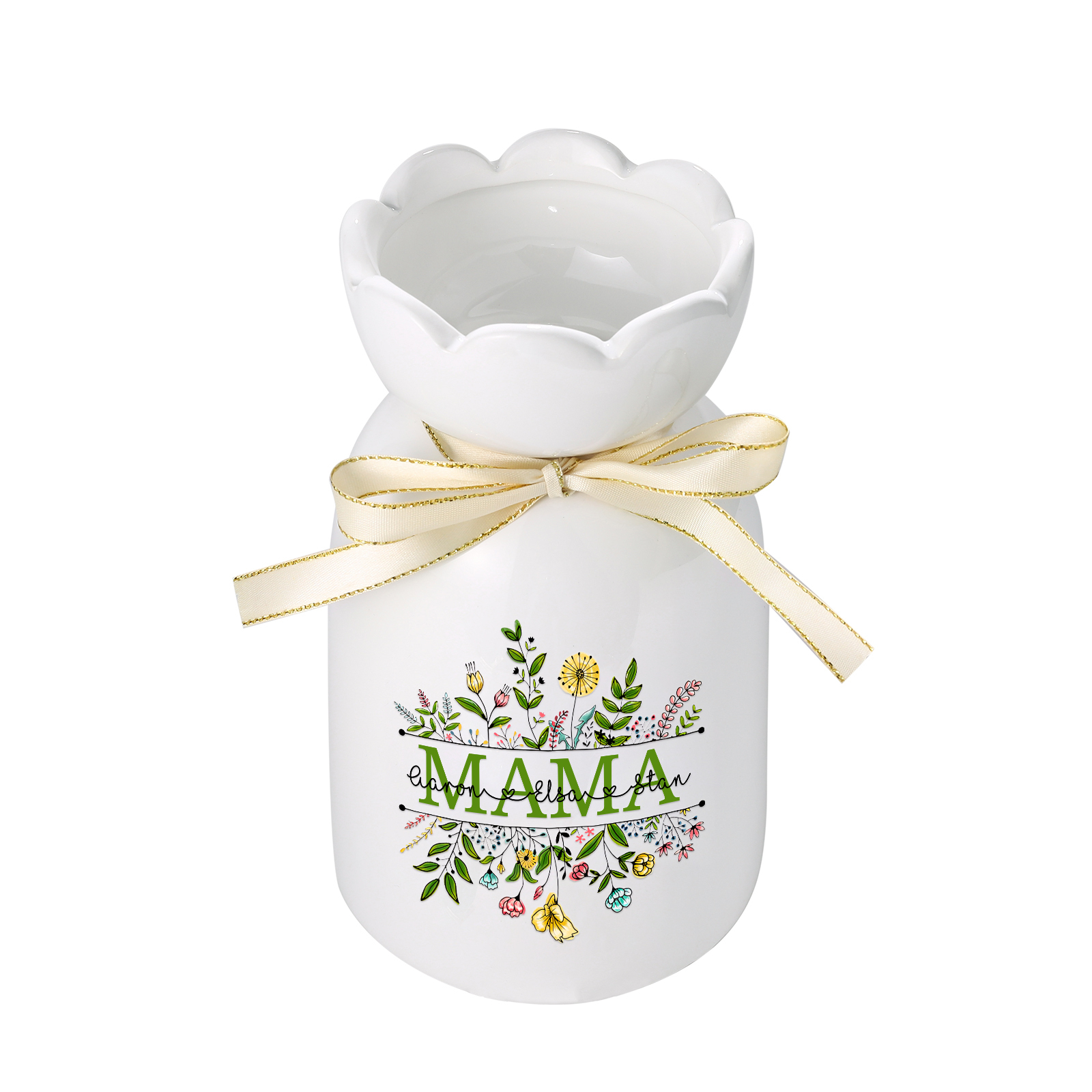 Personalisierte 3 Namen-MAMA Blumen Gießvase mit Henkel Mama Vase-Pefektes Geschenk für Mama 