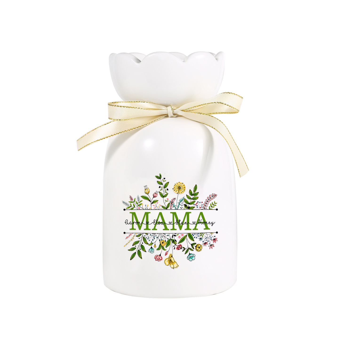 Personalisierte 4 Namen-MAMA Blumen Gießvase mit Henkel Mama Vase-Pefektes Geschenk für Mama 