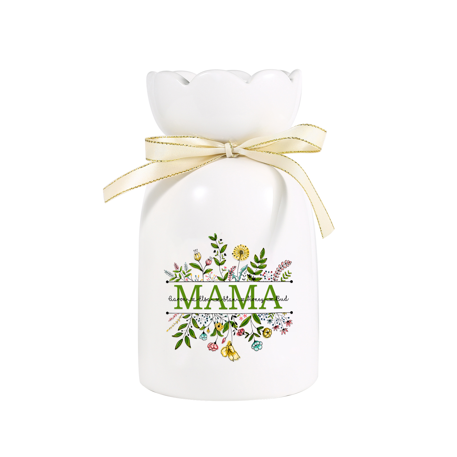 Personalisierte 5 Namen-MAMA Blumen Gießvase mit Henkel Mama Vase-Pefektes Geschenk für Mama 
