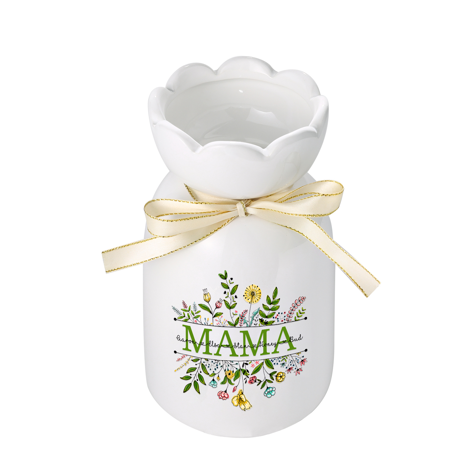 Personalisierte 5 Namen-MAMA Blumen Gießvase mit Henkel Mama Vase-Pefektes Geschenk für Mama