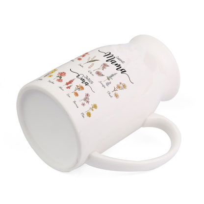 Personalisierte 11 Namen-Zuerst MAMA, Jetzt Oma Geburtsblumen Gießvase mit Henkel Mama Vase-Pefektes Geschenk für Mama /Oma
