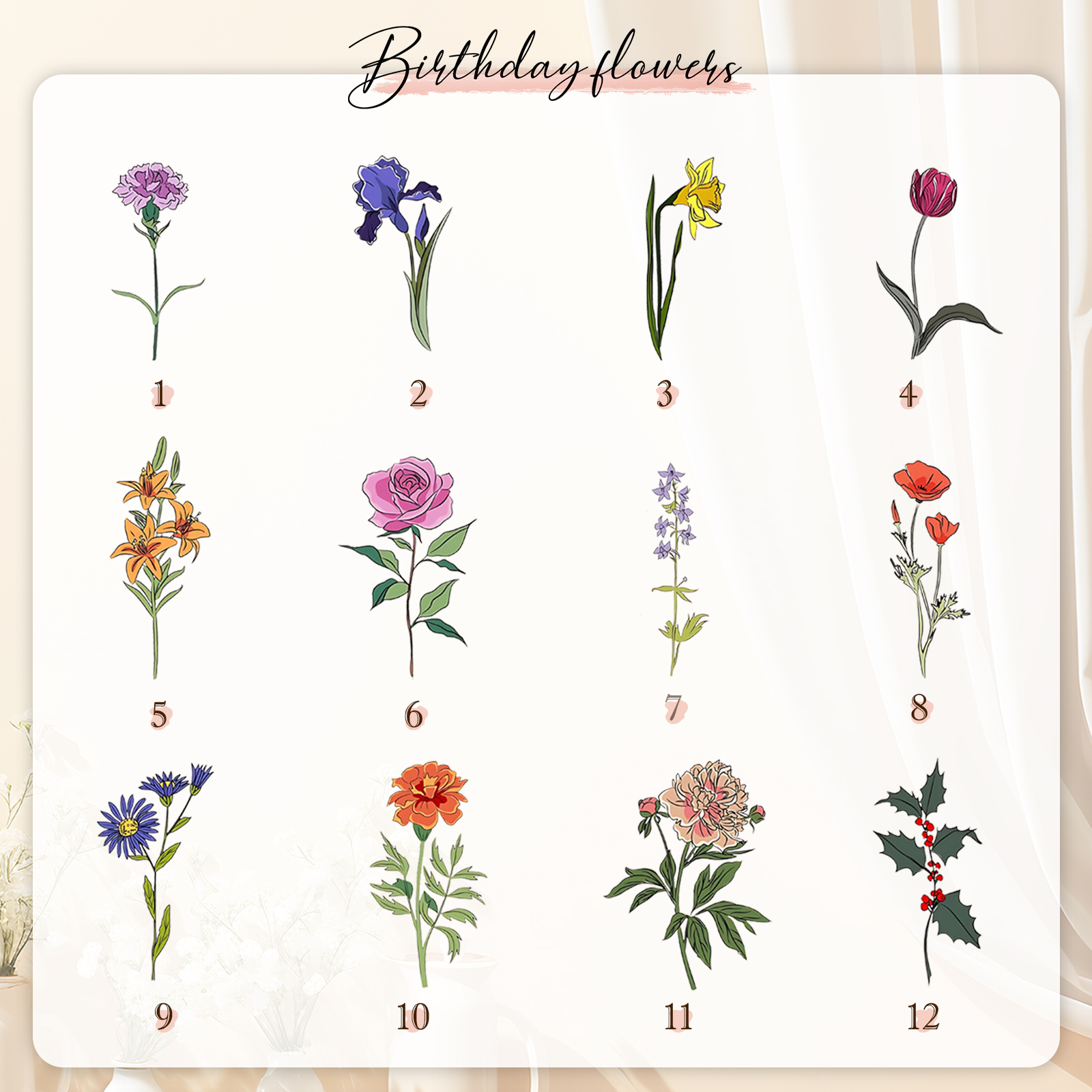 Personalisierte 10 Namen & Text & Geburtsblumen-Omas Garten blüht in Liebe- Gießvase mit Henkel Mama Vase-Pefektes Geschenk für Mama /Oma