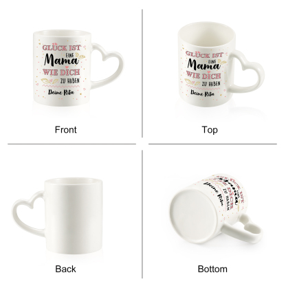 Personalisierte 1 Name- GLÜCK ist eine MAMA wie dich zu haben- Keramik Mark Tasse mit herzförmigem Henkel-Einzigartiges Geschenk für Mama
