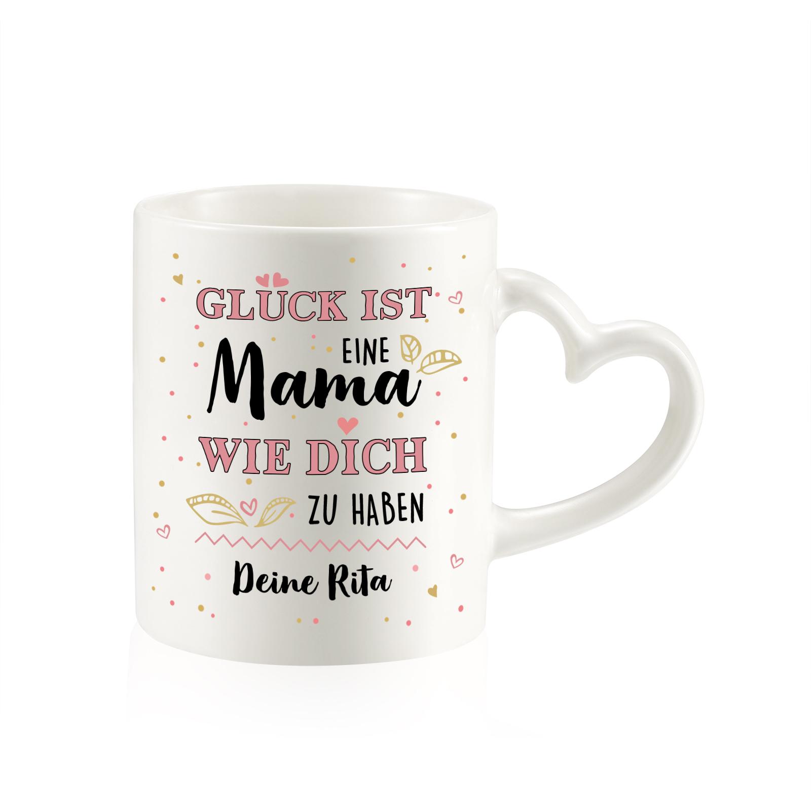 Personalisierte 1 Name- GLÜCK ist eine MAMA wie dich zu haben- Keramik Mark Tasse mit herzförmigem Henkel-Einzigartiges Geschenk für Mama