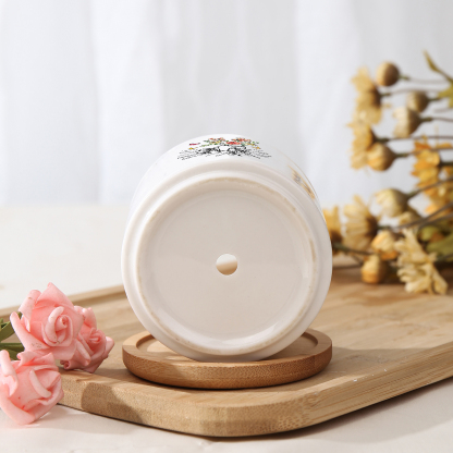 Personalisierbarer Text & 8 Namen vielfarbige Hand in Hand Familie Blumentopf