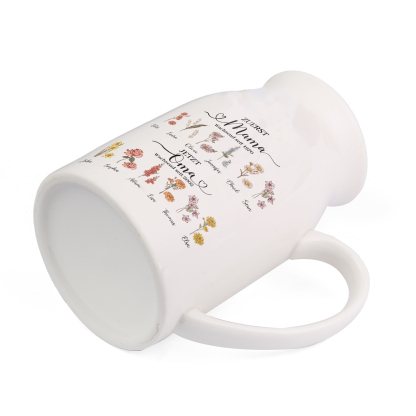 Personalisierte 12 Namen-Zuerst MAMA, Jetzt Oma Geburtsblumen Gießvase mit Henkel Mama Vase-Pefektes Geschenk für Mama /Oma