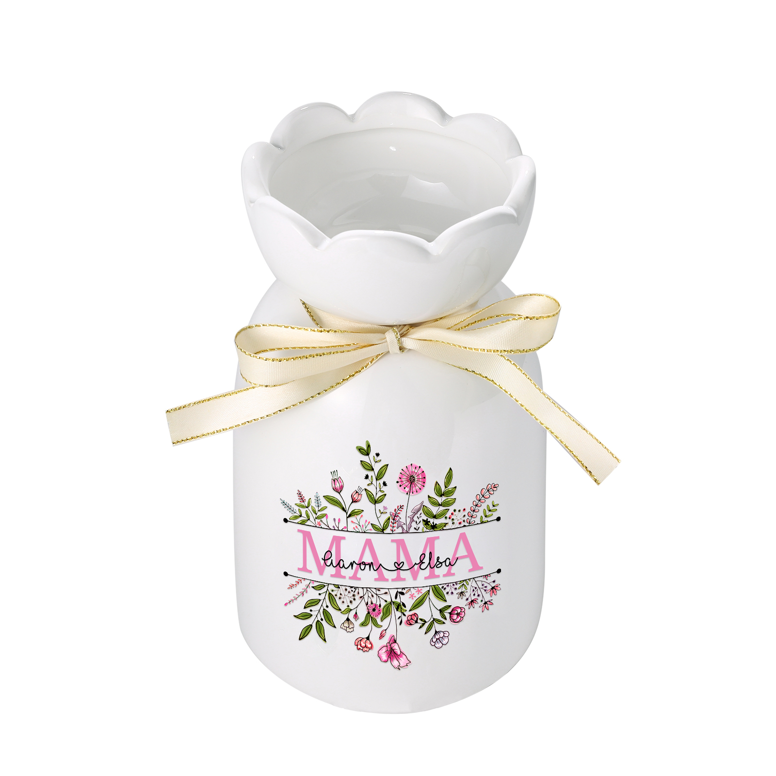 Personalisierte 2 Namen-MAMA Blumen Familie Vase Geschenk für Mama Oma-Pefektes Geschenk für Mama 