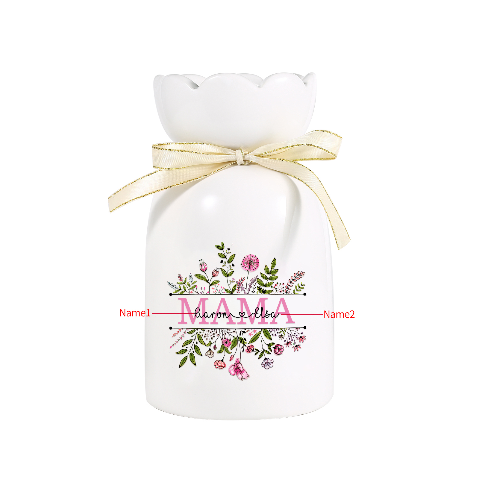 Personalisierte 2 Namen-MAMA Blumen Familie Vase Geschenk für Mama Oma-Pefektes Geschenk für Mama 