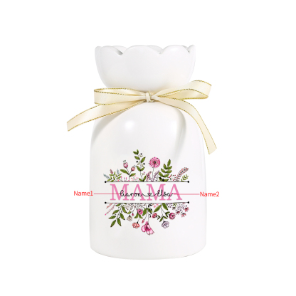 Personalisierte 2 Namen-MAMA Blumen Familie Vase Geschenk für Mama Oma-Pefektes Geschenk für Mama 