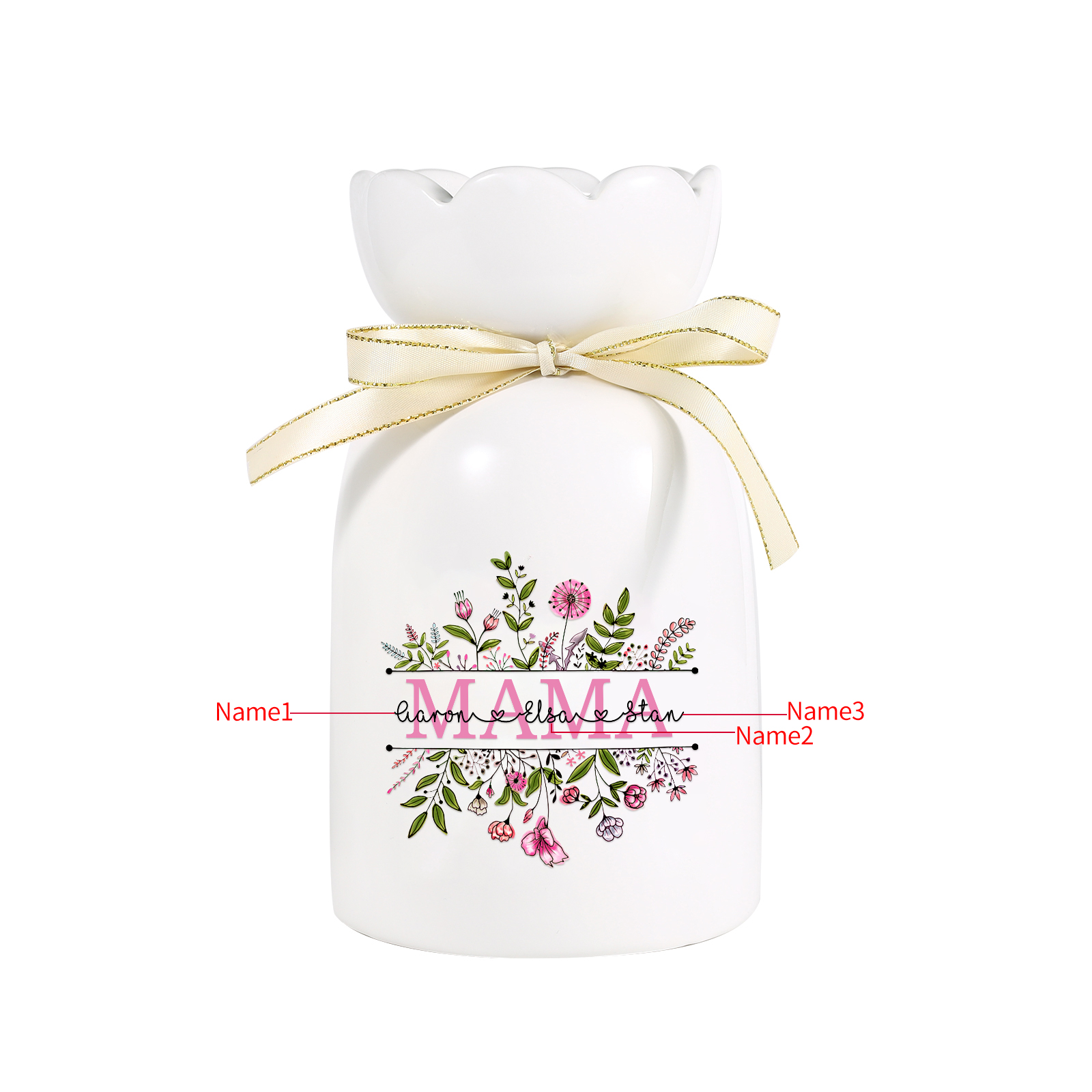Personalisierte 3 Namen-MAMA Blumen Familie Vase Geschenk für Mama Oma-Pefektes Geschenk für Mama 