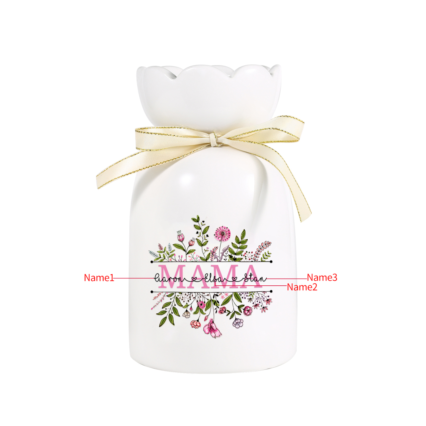Personalisierte 3 Namen-MAMA Blumen Familie Vase Geschenk für Mama Oma-Pefektes Geschenk für Mama 