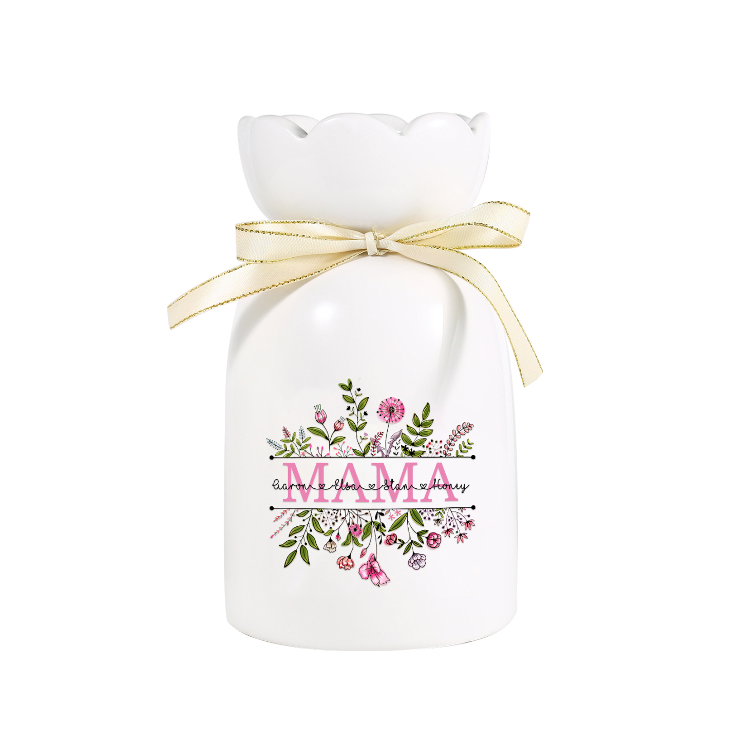 Personalisierte 4 Namen-MAMA Blumen Familie Vase Geschenk für Mama Oma-Pefektes Geschenk für Mama 