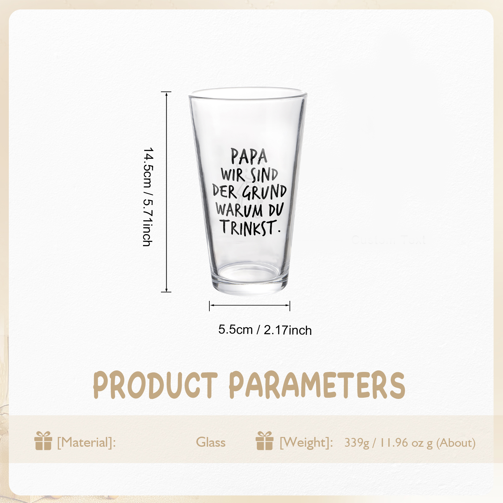 Personalisierte 1-6 Namen mit Faust Bierglas-Tasse – Bester Papa aller Zeiten – Bier-Glastasse für Papa