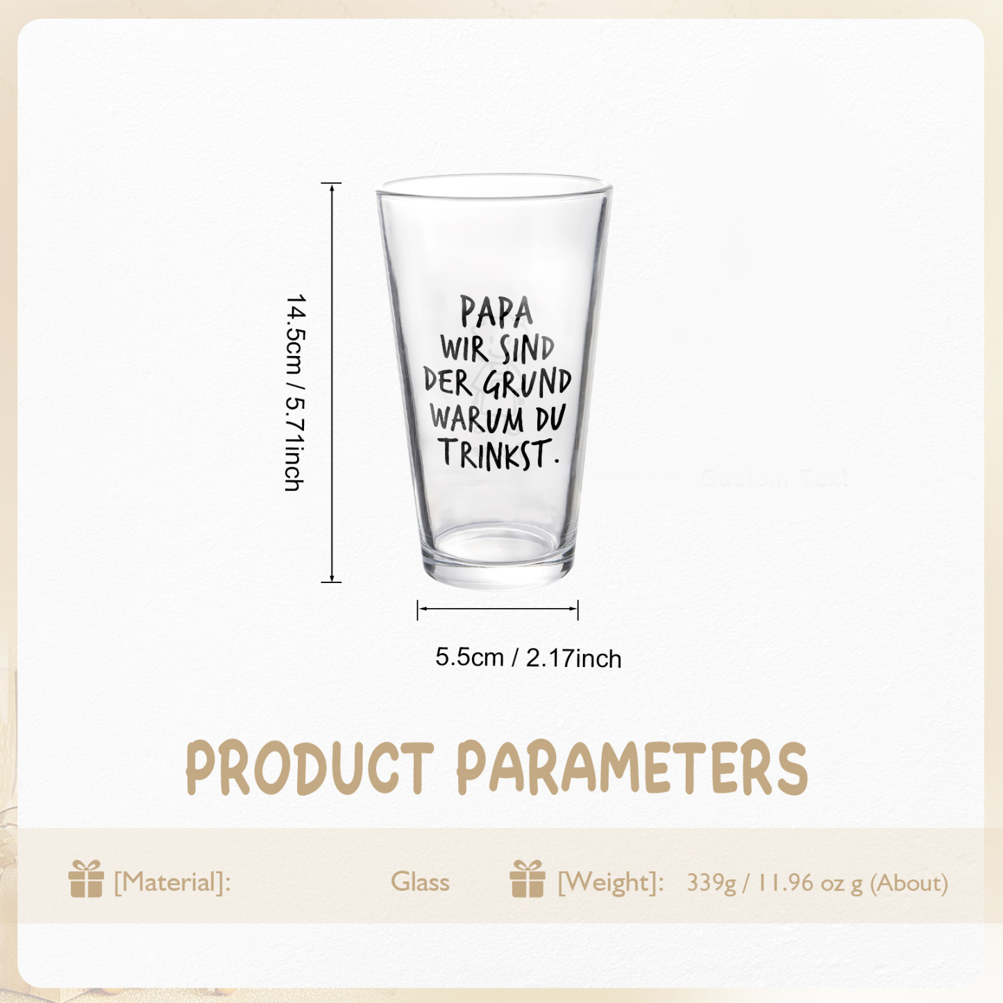 Personalisierte 1-6 Namen mit Faust Bierglas-Tasse – Bester Papa aller Zeiten – Bier-Glastasse für Papa